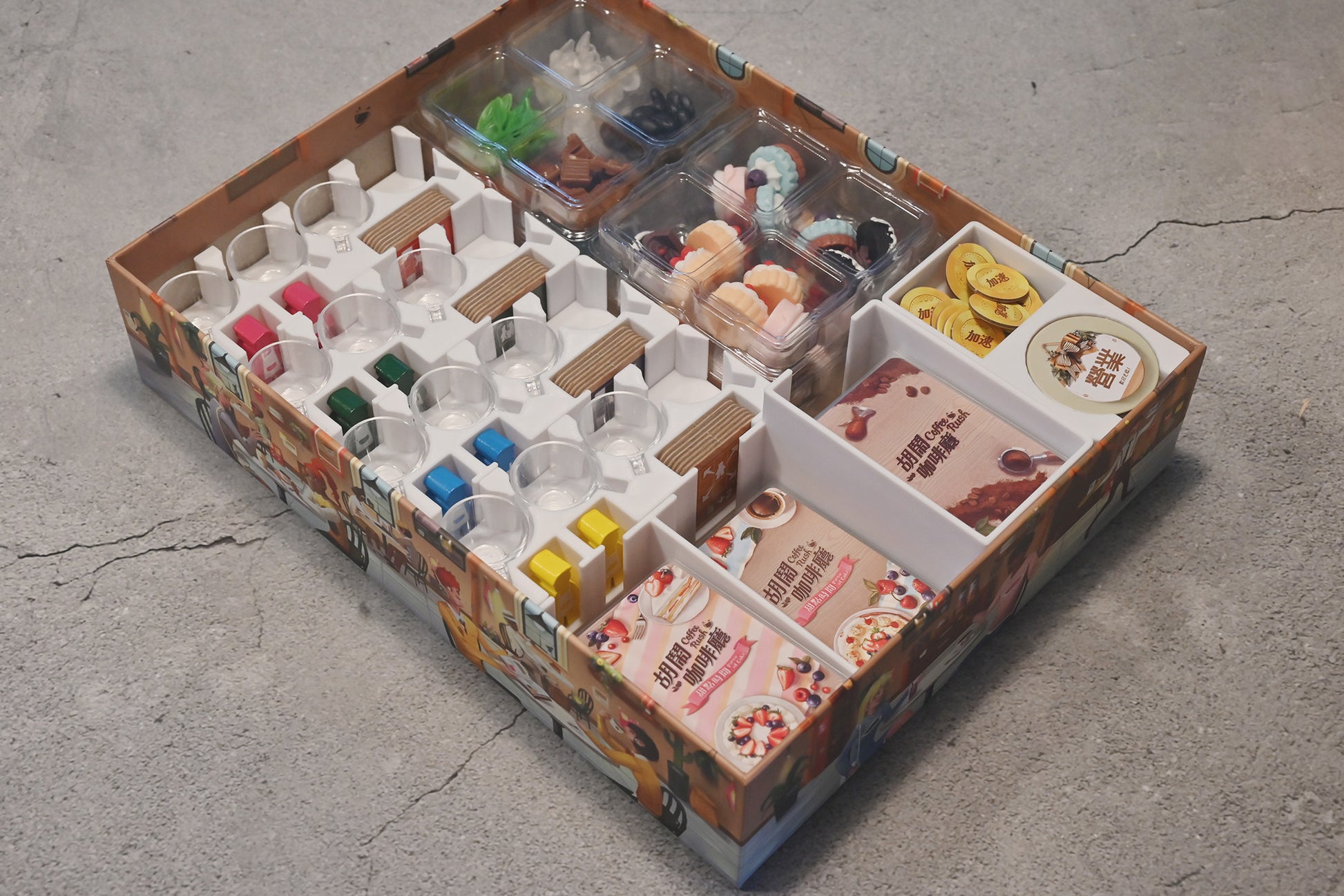 胡鬧咖啡廳+甜點時間 3D列印桌遊收納盒 Coffee Rush board game insert 烏鴉盒子桌遊收納