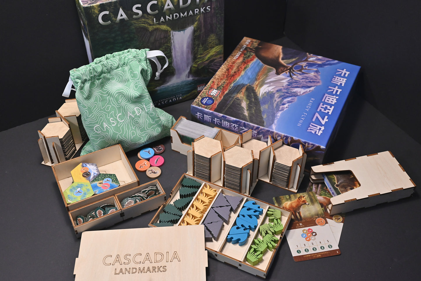卡斯卡提亞之旅+自然地標 擴充 桌遊收納盒 Cascadia landmarks board game insert 烏鴉盒子桌遊收納