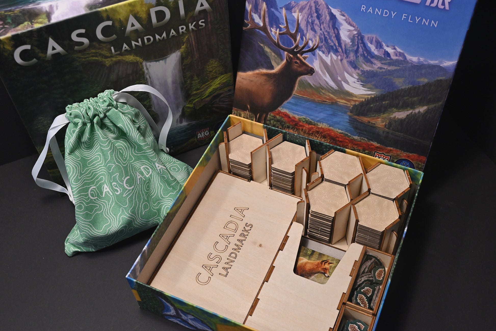 卡斯卡提亞之旅+自然地標 擴充 桌遊收納盒 Cascadia landmarks board game insert 烏鴉盒子桌遊收納