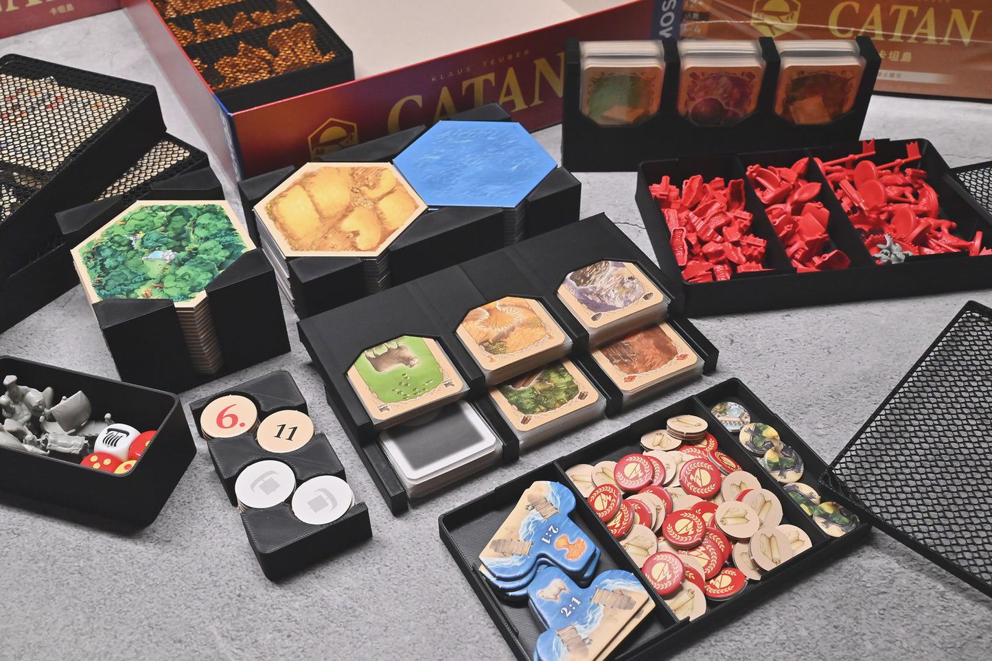 卡坦島+雙擴充 Catan 桌遊收納盒